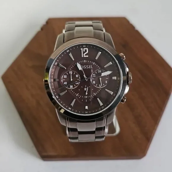 Fossil Grant FS4608 Mens Analog Brown Dial Quartz Watch New Battery